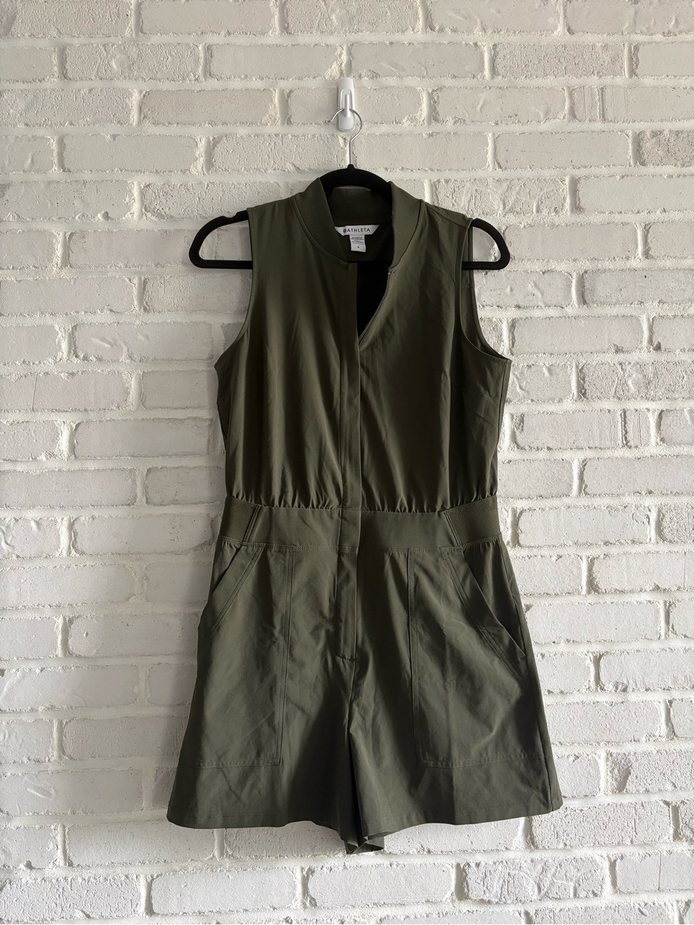 Athleta Olive Green Brooklyn Utility Romper, Size 6